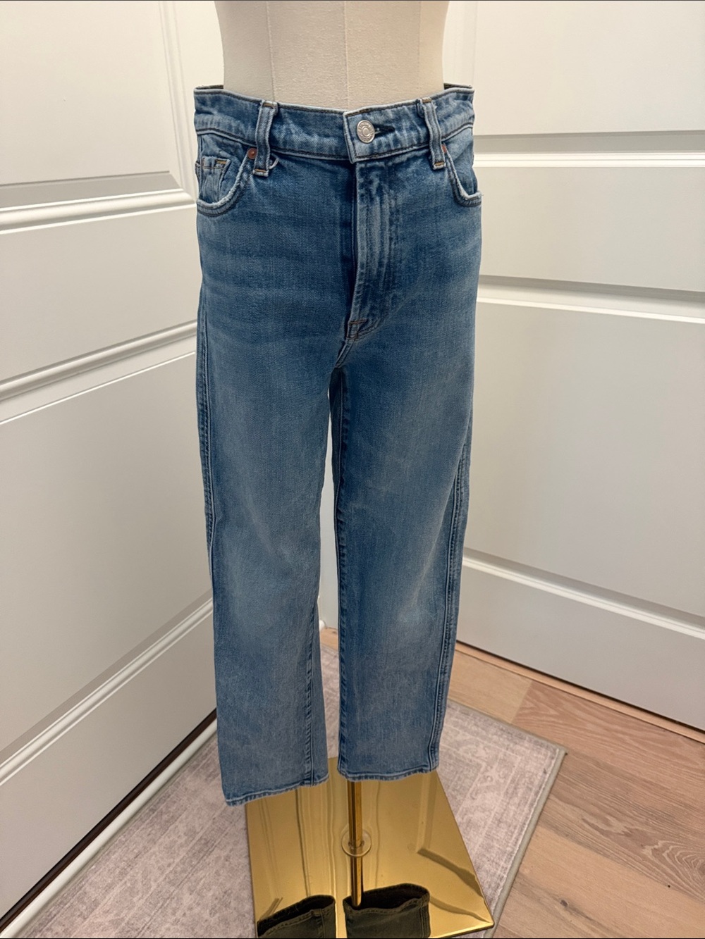 7 for all mankind high waist cropped Straight-Leg Jeans - Light Blue